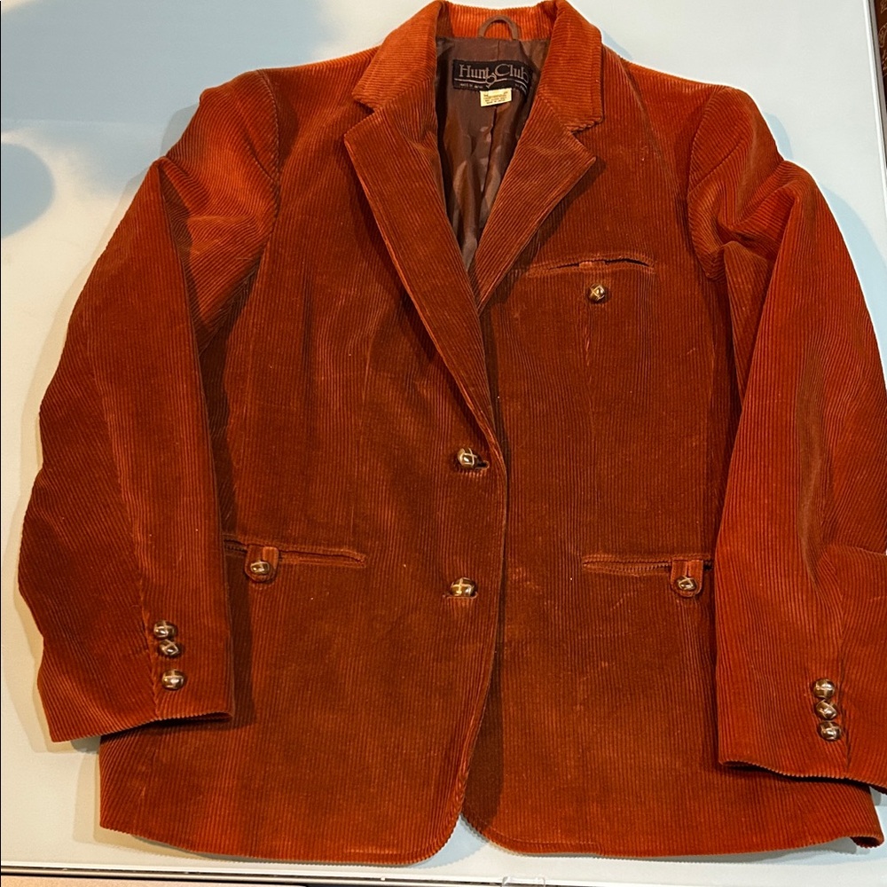 Vintage rust Hunt Club Rust lined wide wale Corduroy blazer Jacket